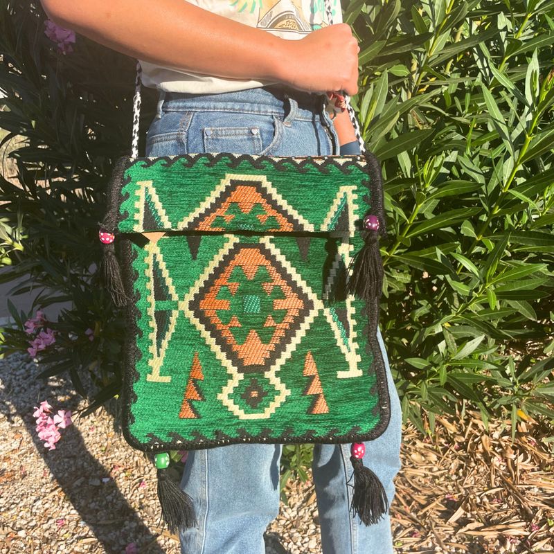 Kilim Festivalväska - Smaragdgrön