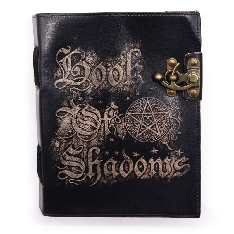 Läderbunden Anteckningsbok - "Book of Shadows" (15x21 cm) - 200 Sidor