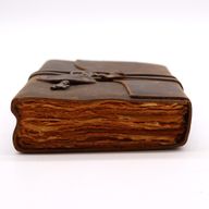 Oljad Mörk Läderbunden Anteckningsbok med Nyckel (13x18 cm) - 200 Sidor