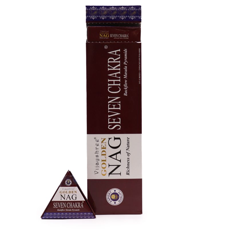 42g Jumbo Golden Nag - Sju Chakra Tillbakaflöde Rökelsekoner