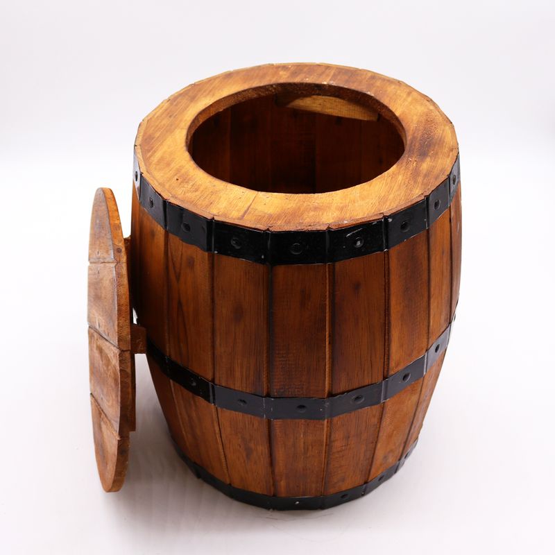 Litet Bord av Öltunna med Parasolstativ 38x32 cm - Naturligt