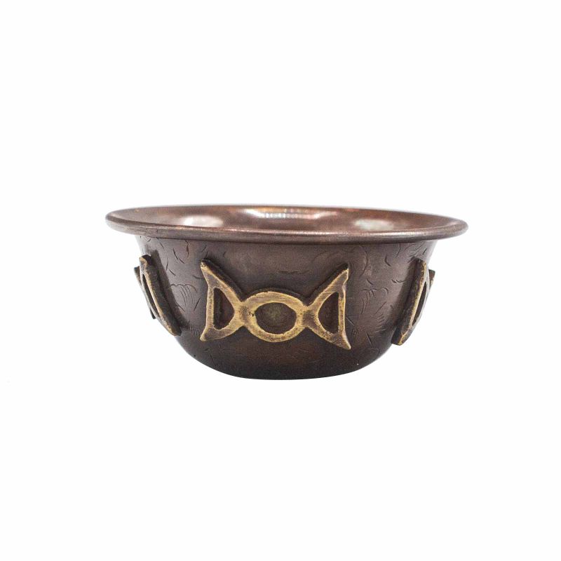 Antik Ritualskål i Koppar med Trippel Måne 8x4cm
