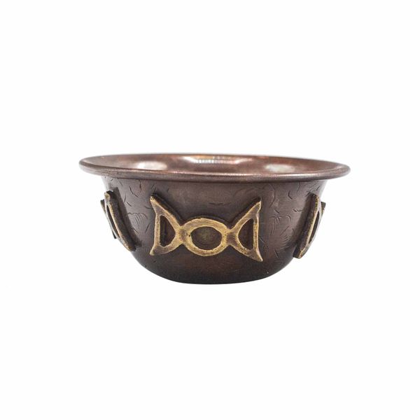 Antik Ritualskål i Koppar med Trippel Måne 8x4cm