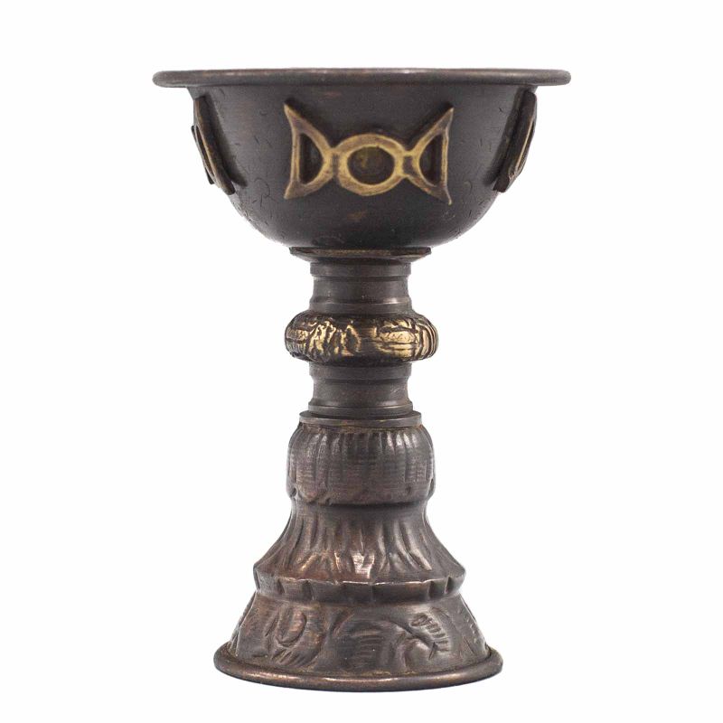 Antik Ritualbägare i Koppar med Trippel Måne 8x13cm