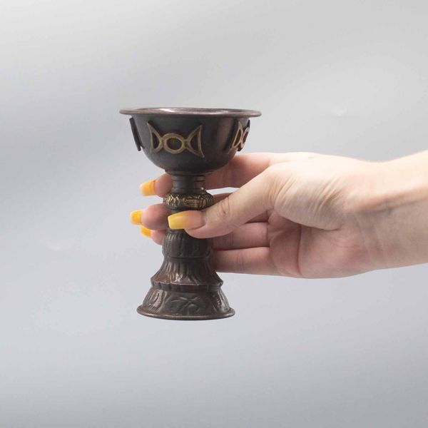 Antik Ritualbägare i Koppar med Trippel Måne 8x13cm