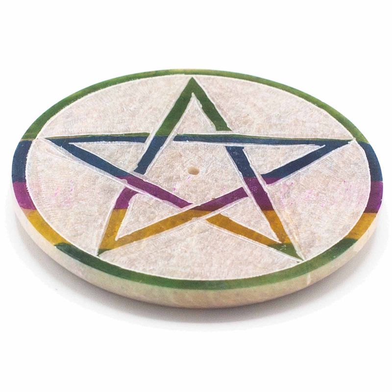 Rökelsehållare Skiva i Täljsten - Pentagram - 8cm