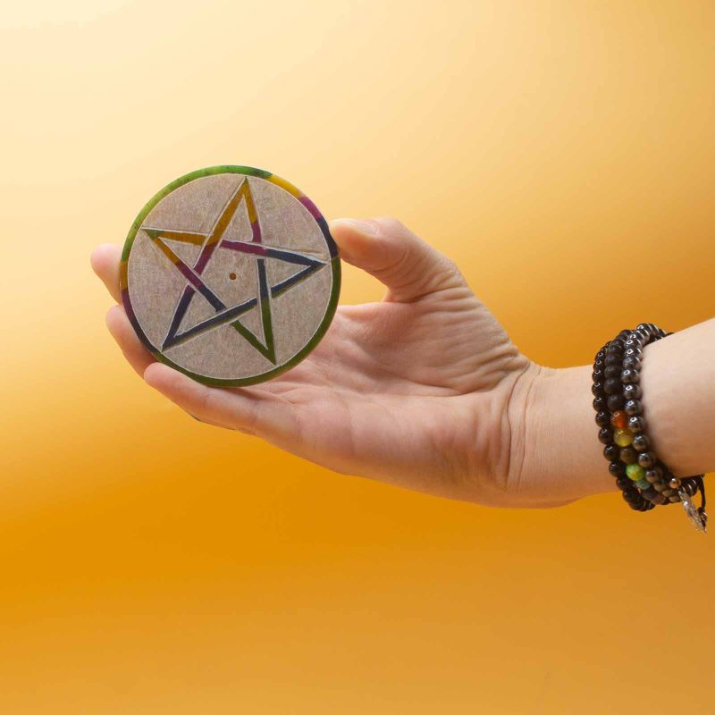Rökelsehållare Skiva i Täljsten - Pentagram - 8cm
