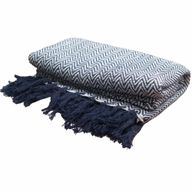 Boho Bekvämt Överkast - 125x150cm - Marinblå Sicksack