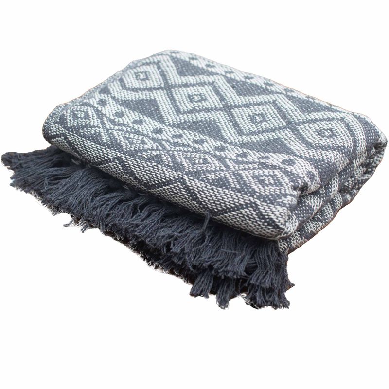 Boho Bekvämt Överkast - 125x150cm - Grå Geometrisk