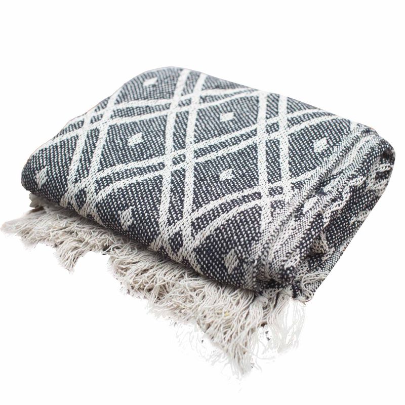 Boho Bekvämt Överkast - 125x150cm - Svart & Beige Regentskap