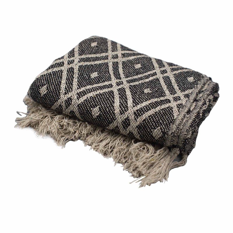 Boho Bekvämt Överkast - 125x150cm - Svart & Beige Regentskap