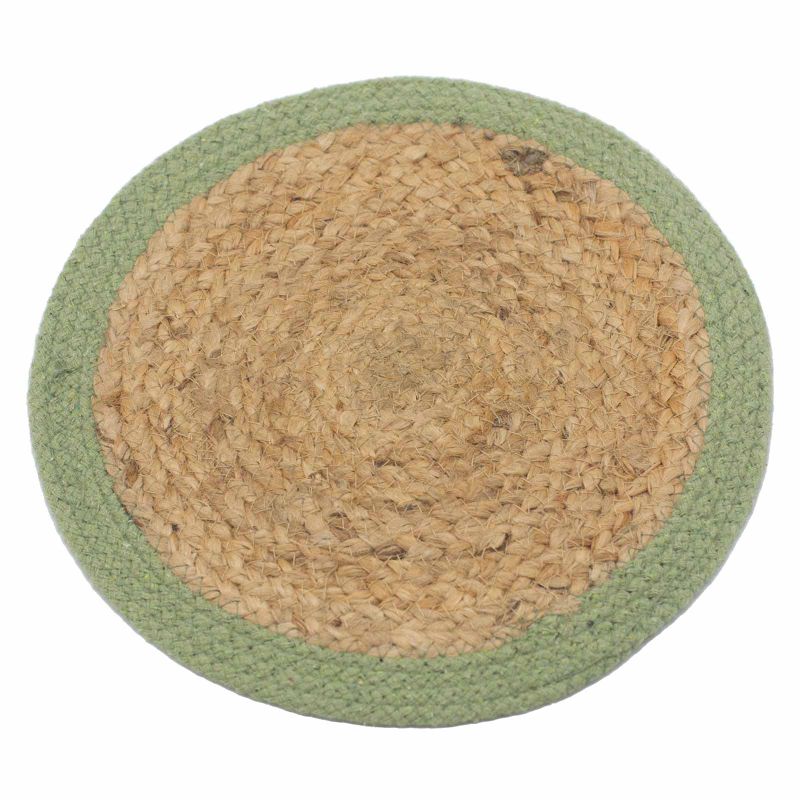 Naturligt Tallriksunderlägg - Jute & Bomull 30cm - Olivgrön