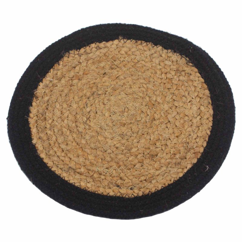 Naturligt Tallriksunderlägg - Jute & Bomull 30cm - Svart