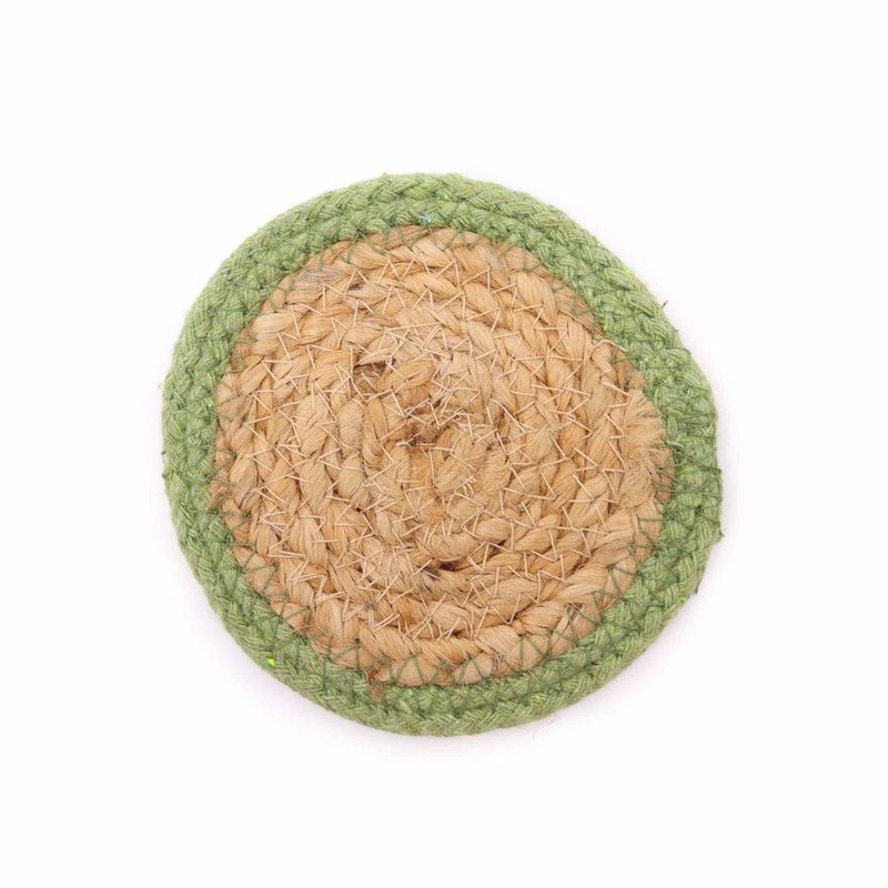 Naturligt Glasunderlägg - Jute & Bomull 10cm (set med 6) - Blandade färger i Korg