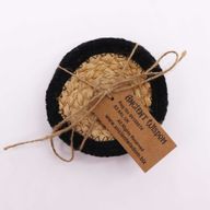 Naturligt Glasunderlägg - Jute & Bomull 10cm (set med 4) - Svart