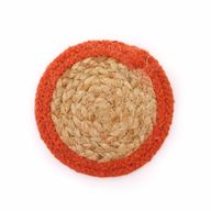 Naturligt Glasunderlägg - Jute & Bomull 10cm (set med 6) - Blandade färger i Korg