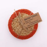 Naturligt Glasunderlägg - Jute & Bomull 10cm (set med 4) - Lera