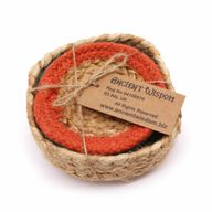 Naturligt Glasunderlägg - Jute & Bomull 10cm (set med 6) - Blandade färger i Korg