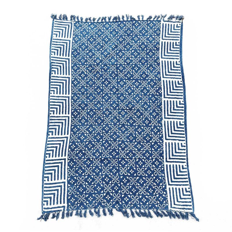 Handgjord Indigo-Pläd - 170x120cm - Kasba Kakel