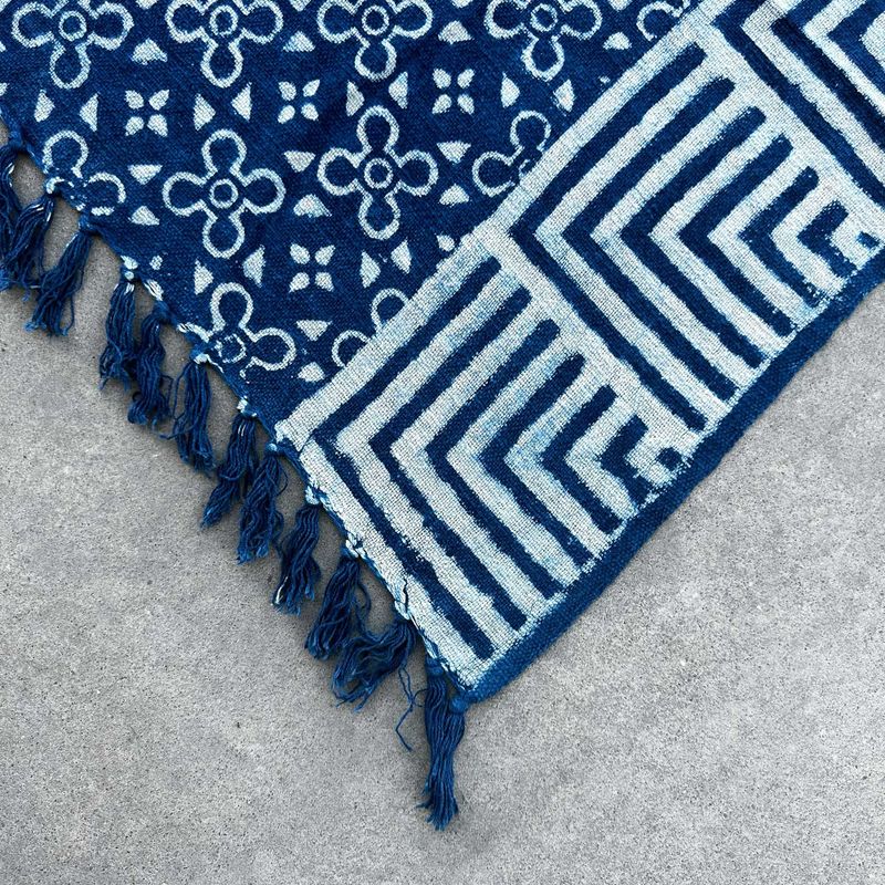 Handgjord Indigo-Pläd - 170x120cm - Kasba Kakel