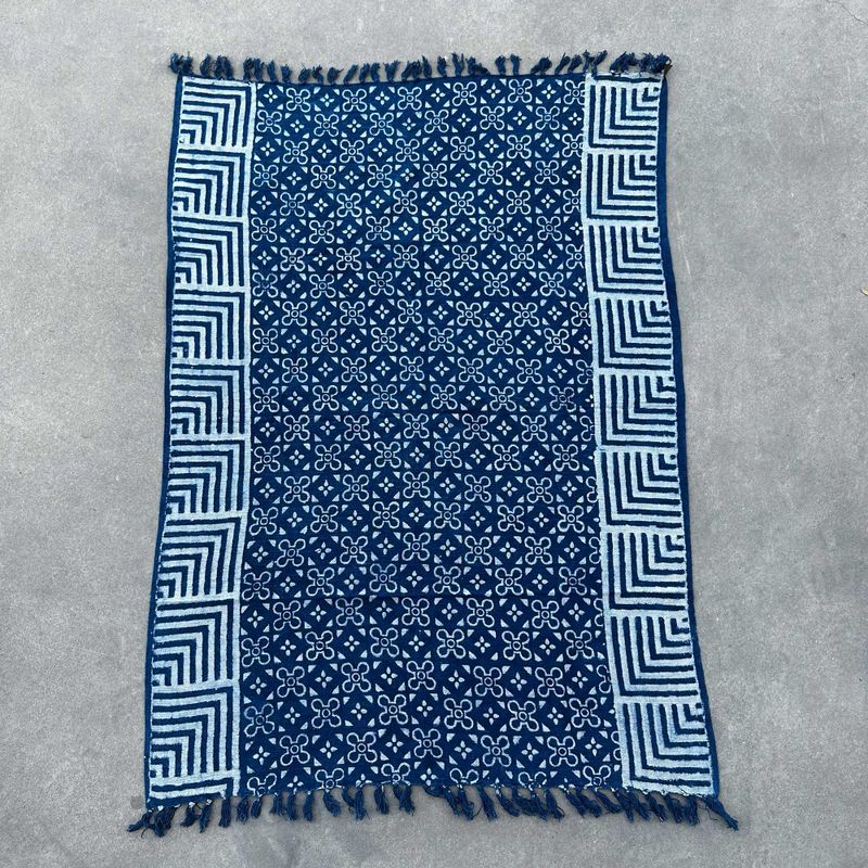 Handgjord Indigo-Pläd - 170x120cm - Kasba Kakel