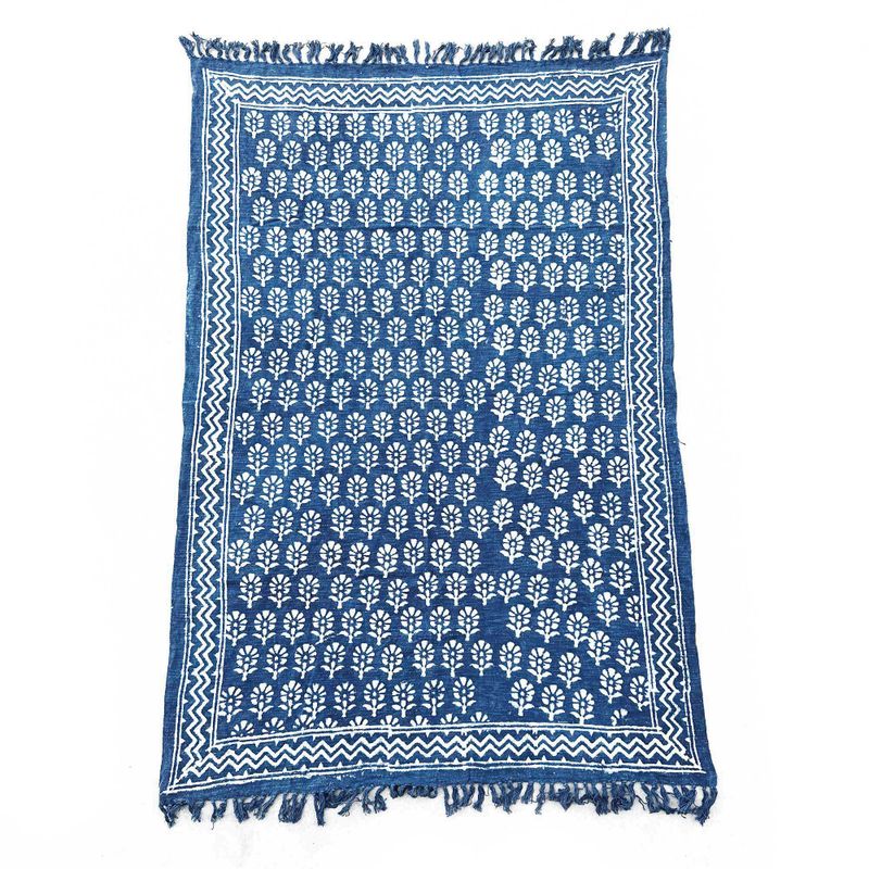 Handgjord Indigo-Pläd - 170x120cm - Chhota Blomma