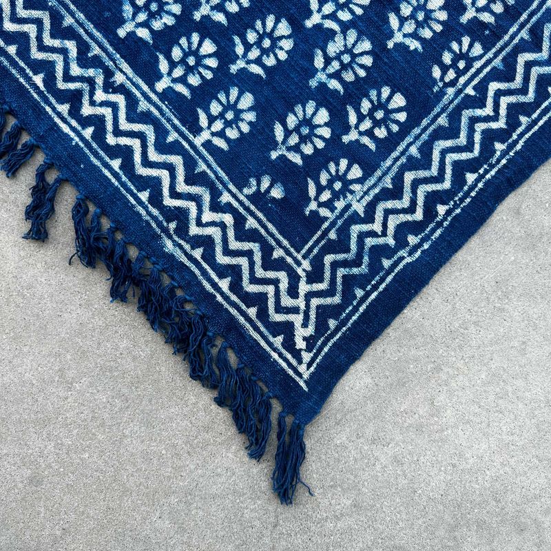 Handgjord Indigo-Pläd - 170x120cm - Chhota Blomma