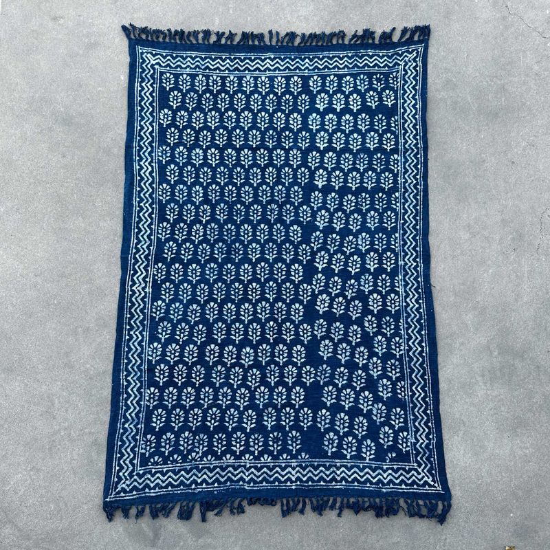 Handgjord Indigo-Pläd - 170x120cm - Chhota Blomma