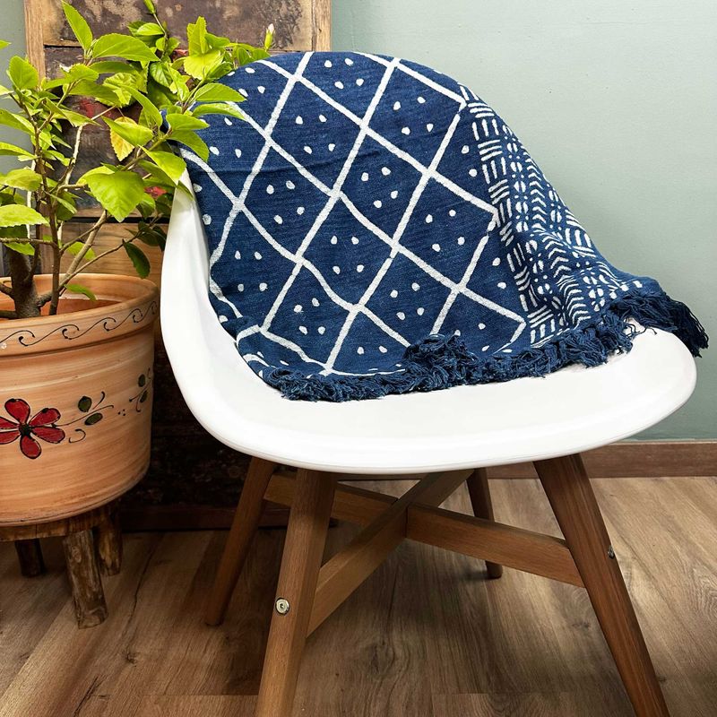 Handgjord Indigo-Pläd - 170x120cm - Midnatt Heerak