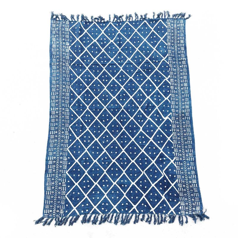 Handgjord Indigo-Pläd - 170x120cm - Midnatt Heerak