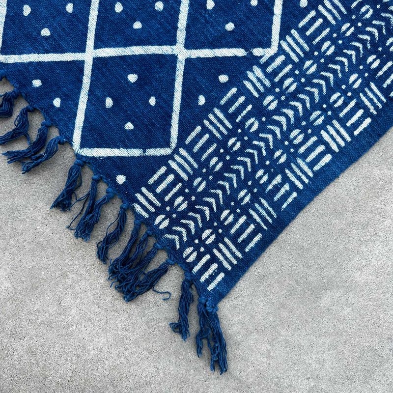 Handgjord Indigo-Pläd - 170x120cm - Midnatt Heerak