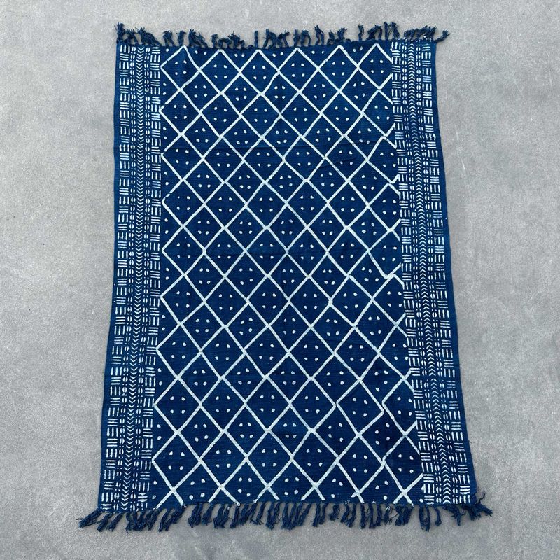 Handgjord Indigo-Pläd - 170x120cm - Midnatt Heerak