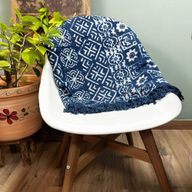 Handgjord Indigo-Pläd - 170x120cm - Desi Ränder