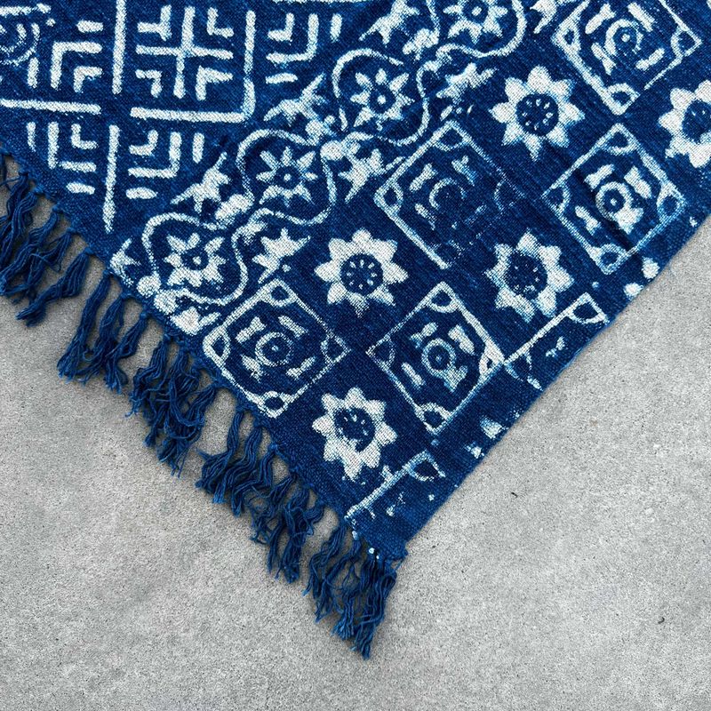 Handgjord Indigo-Pläd - 170x120cm - Desi Ränder