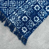 Handgjord Indigo-Pläd - 170x120cm - Desi Ränder