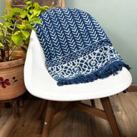 Handgjord Indigo-Pläd - 170x120cm - Seedha Pilar