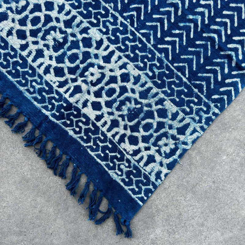 Handgjord Indigo-Pläd - 170x120cm - Seedha Pilar