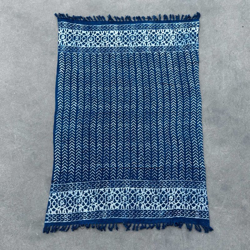 Handgjord Indigo-Pläd - 170x120cm - Seedha Pilar