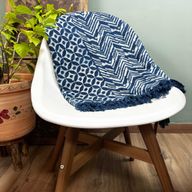 Handgjord Indigo-Pläd - 170x120cm - Namoona Vågor