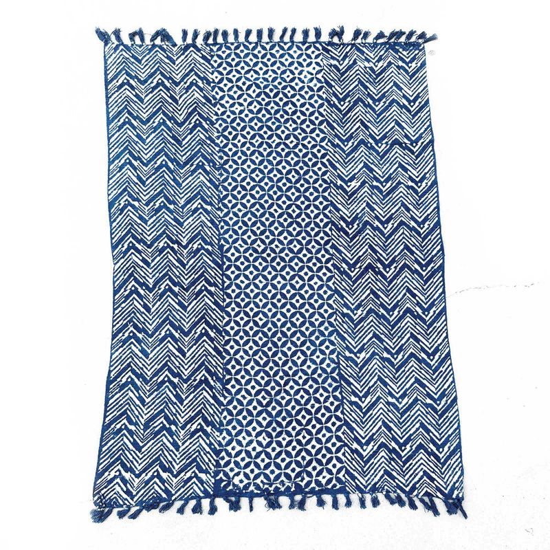 Handgjord Indigo-Pläd - 170x120cm - Namoona Vågor