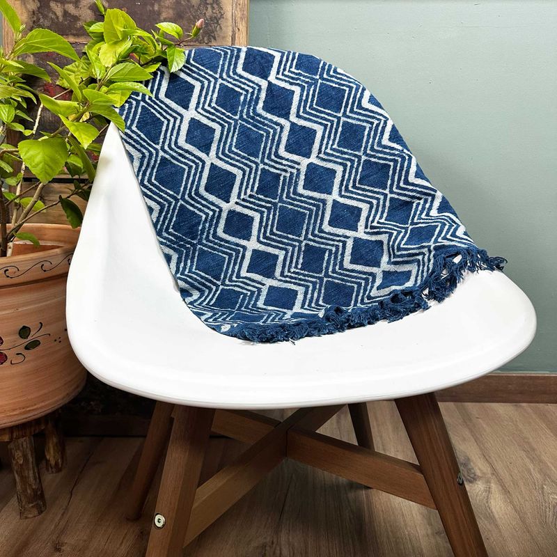 Handgjord Indigo-Löpare - 170x60cm - Heerak Mönster