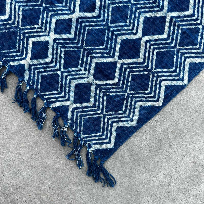 Handgjord Indigo-Löpare - 170x60cm - Heerak Mönster