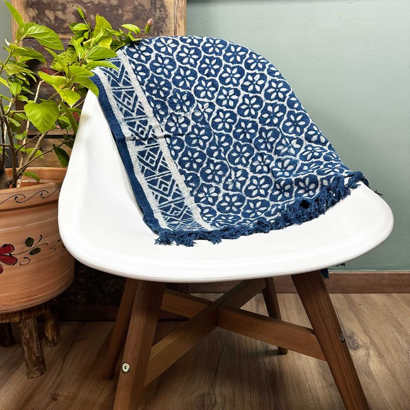 Handgjord Indigo-Löpare - 170x60cm - Madjid Kakel