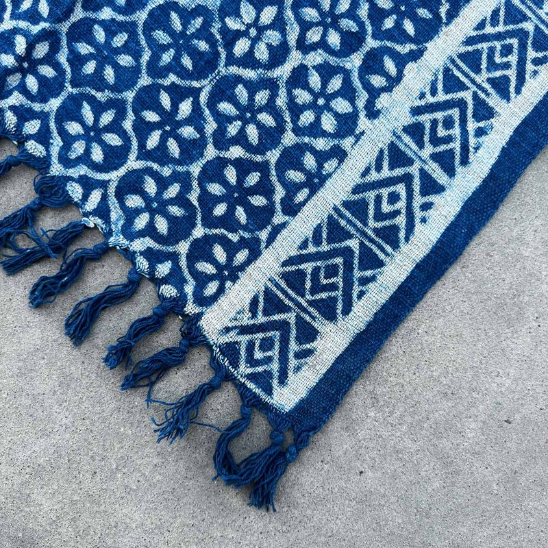 Handgjord Indigo-Löpare - 170x60cm - Madjid Kakel