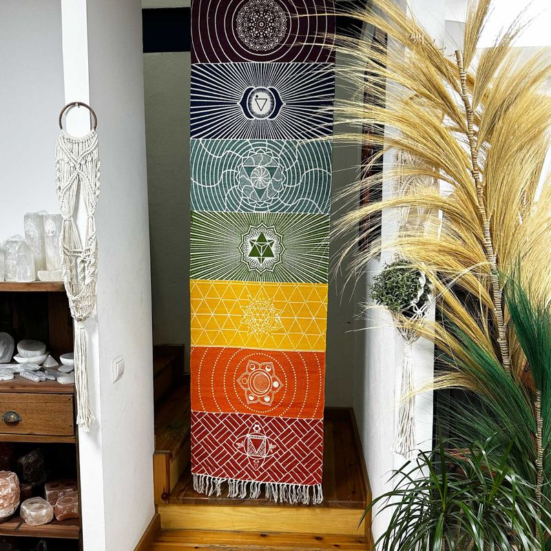 Yogamatta i 100% Bomull - 60x200cm - 7 Chakran