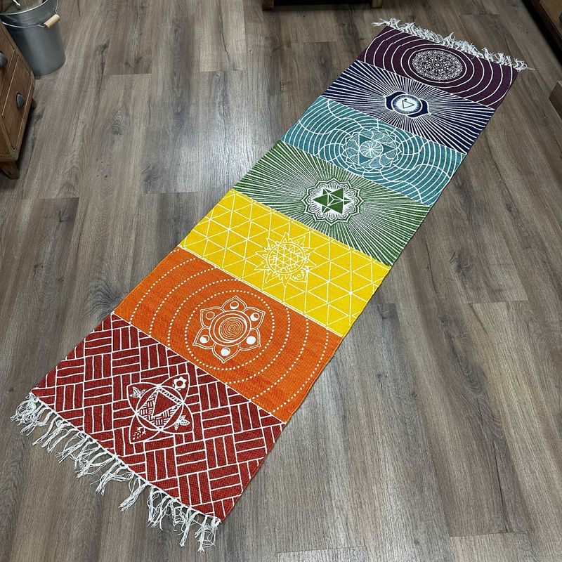 Yogamatta i 100% Bomull - 60x200cm - 7 Chakran