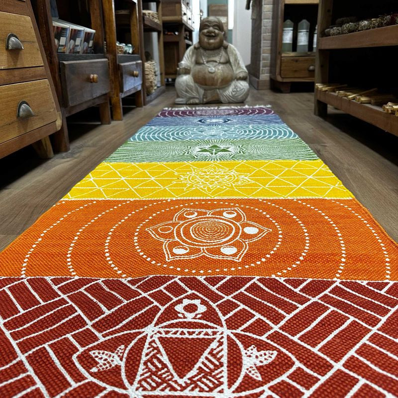 Yogamatta i 100% Bomull - 60x200cm - 7 Chakran