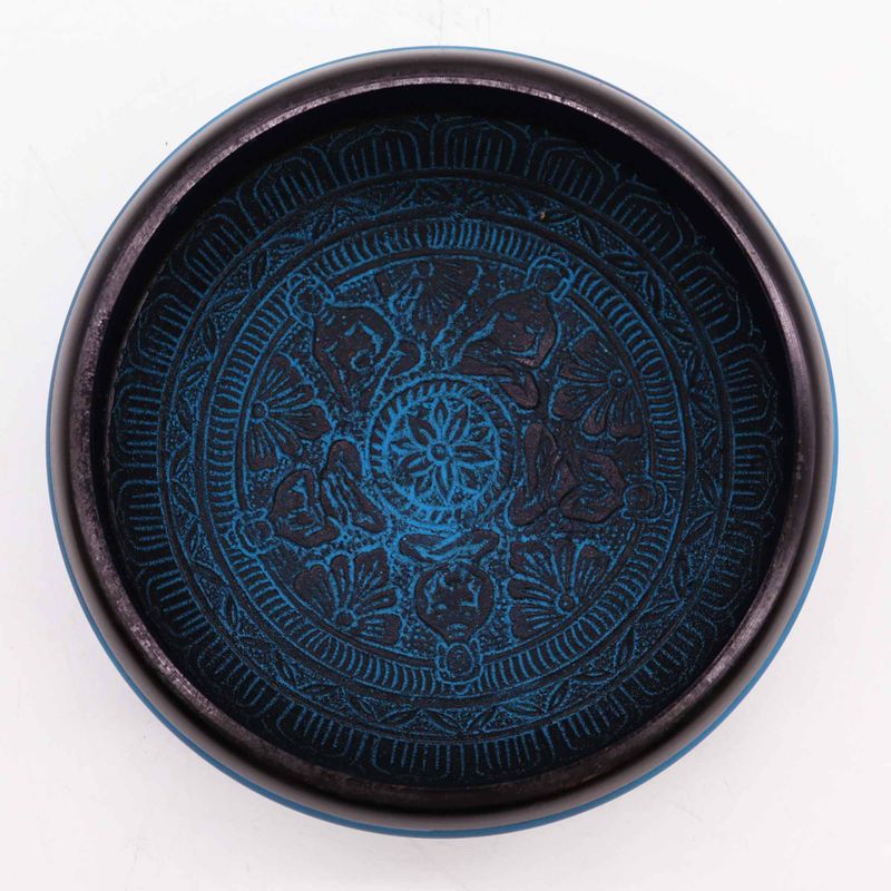 Jordpulver Klangskål Blå 16cm - Mantra Fem Buddha