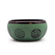 Jordpulver Klangskål Grön 16cm - Mandala Buddha