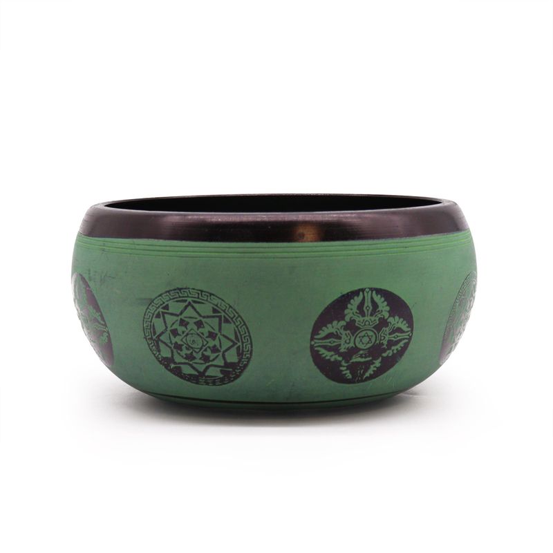 Jordpulver Klangskål Grön 16cm - Mandala Buddha
